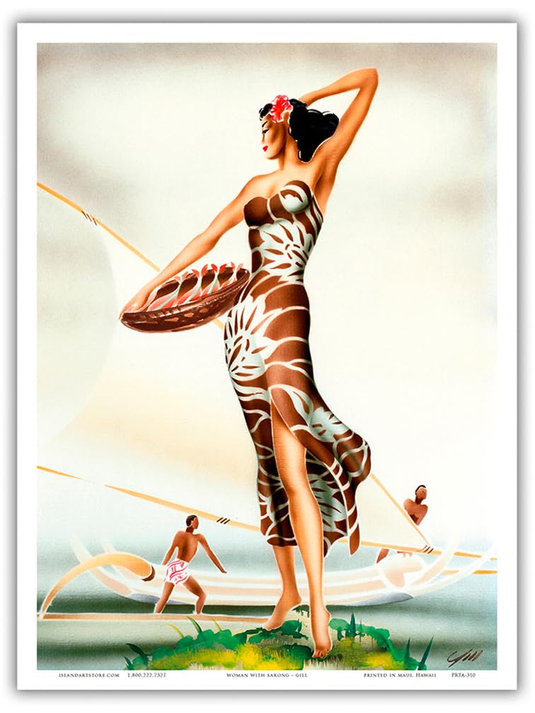 Amazon.com: Hawaiian Woman in Sarong (Kīkepa) Poster Print